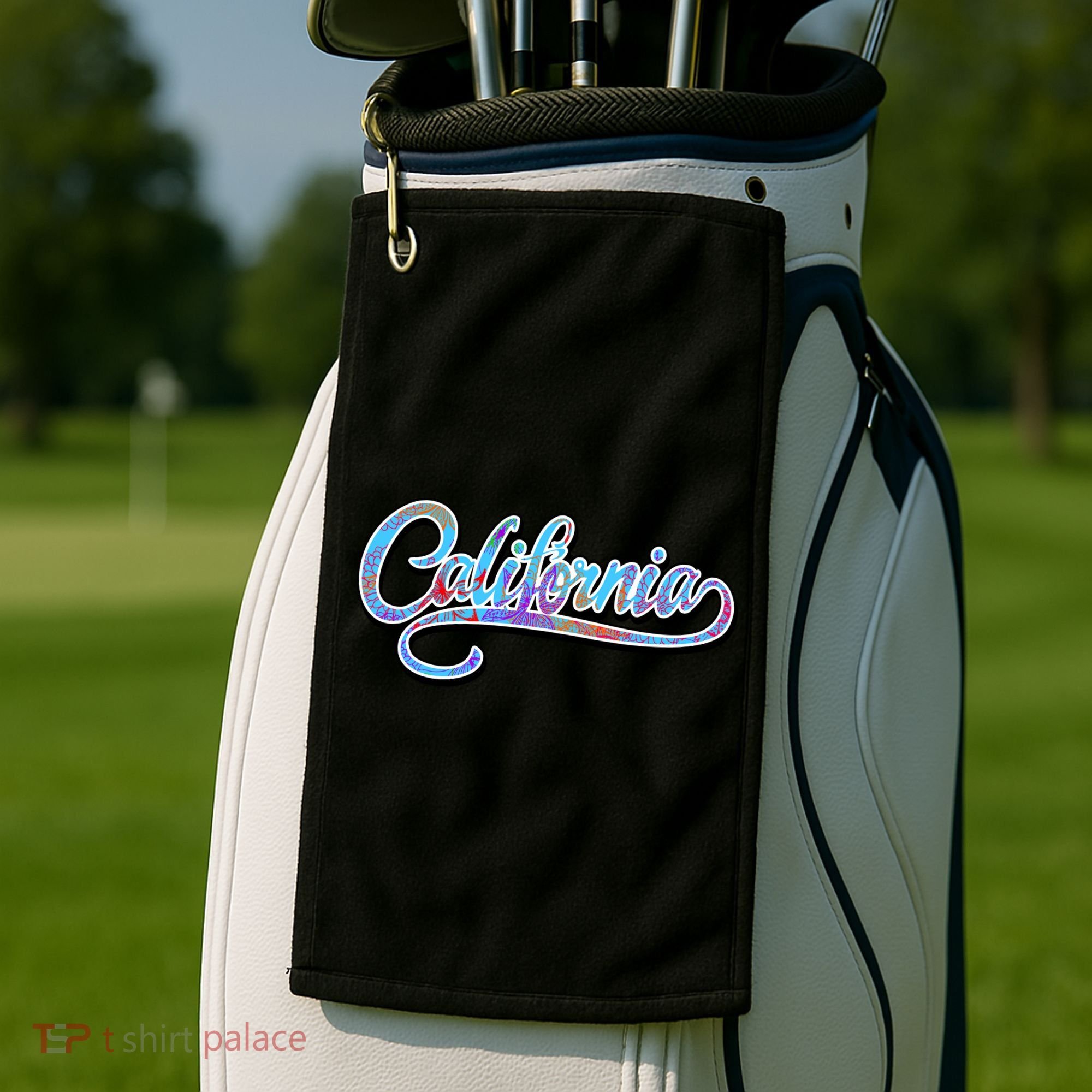 California Flower And Palm Golf Towel