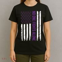 Cystic Fibrosis Awareness Purple Ribbon T-Shirt thumb 4