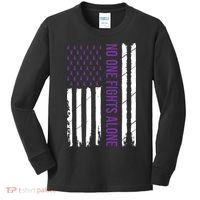 Cystic Fibrosis Awareness Purple Ribbon Kids Long Sleeve Shirt thumb 0