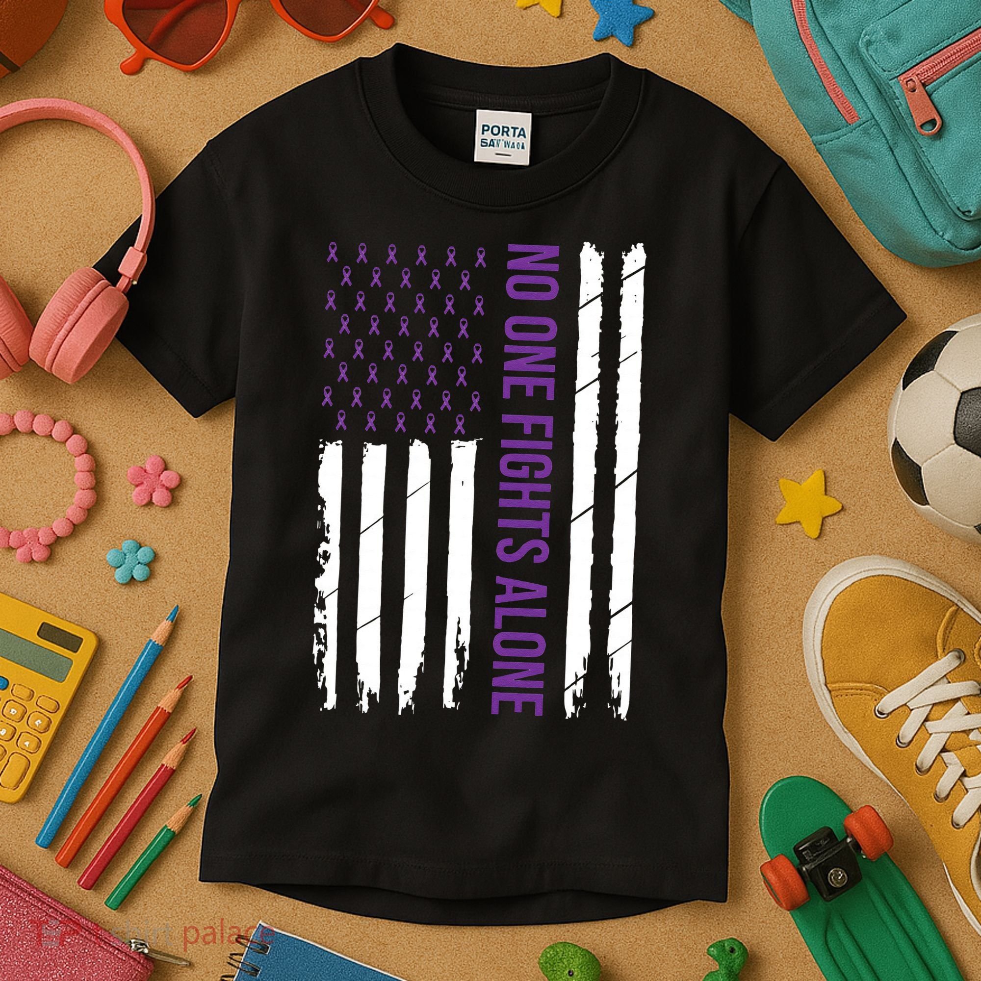 Cystic Fibrosis Awareness Purple Ribbon Kids T-Shirt