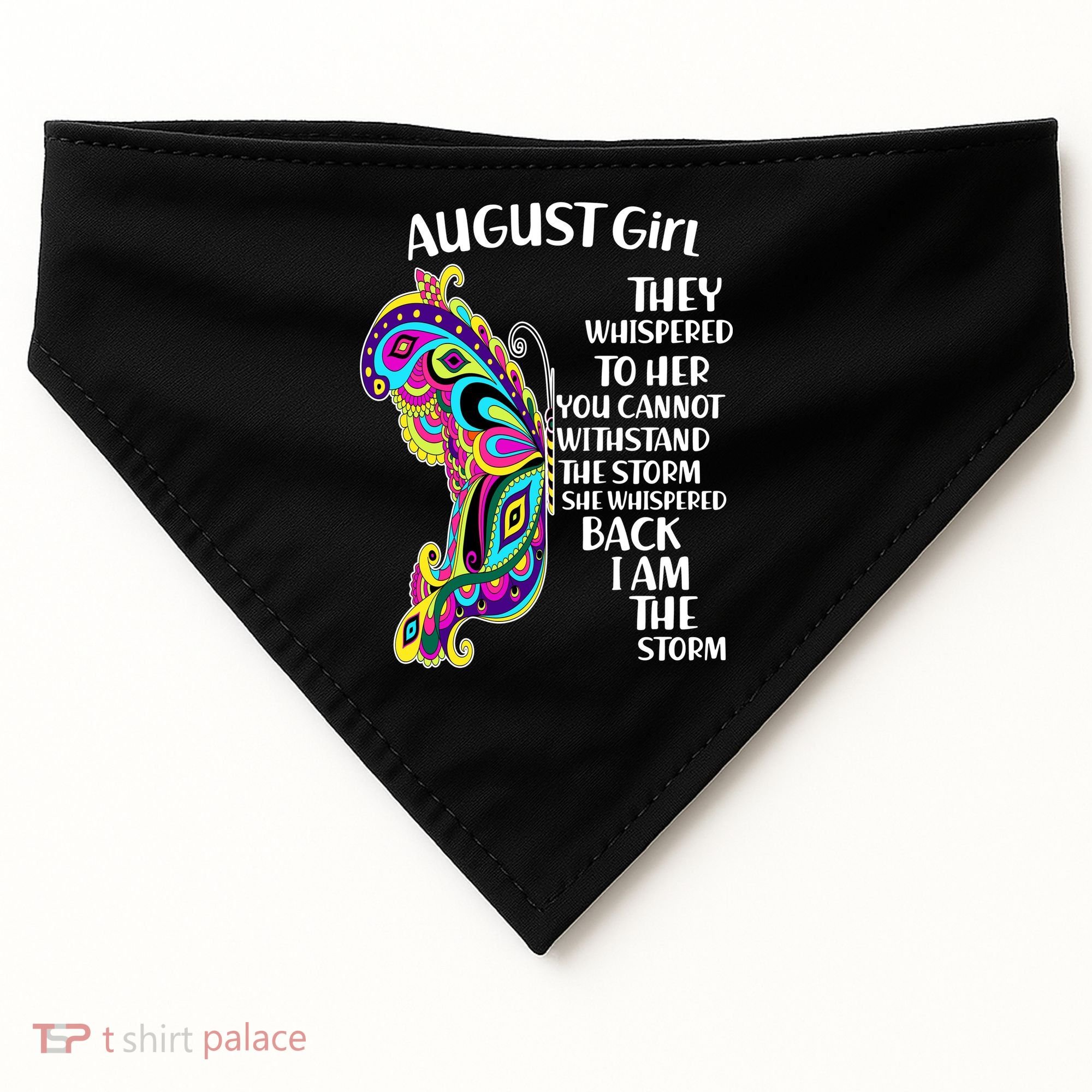 Cute Funny August Girl Paisley Butterfly USA-Made Doggie Bandana