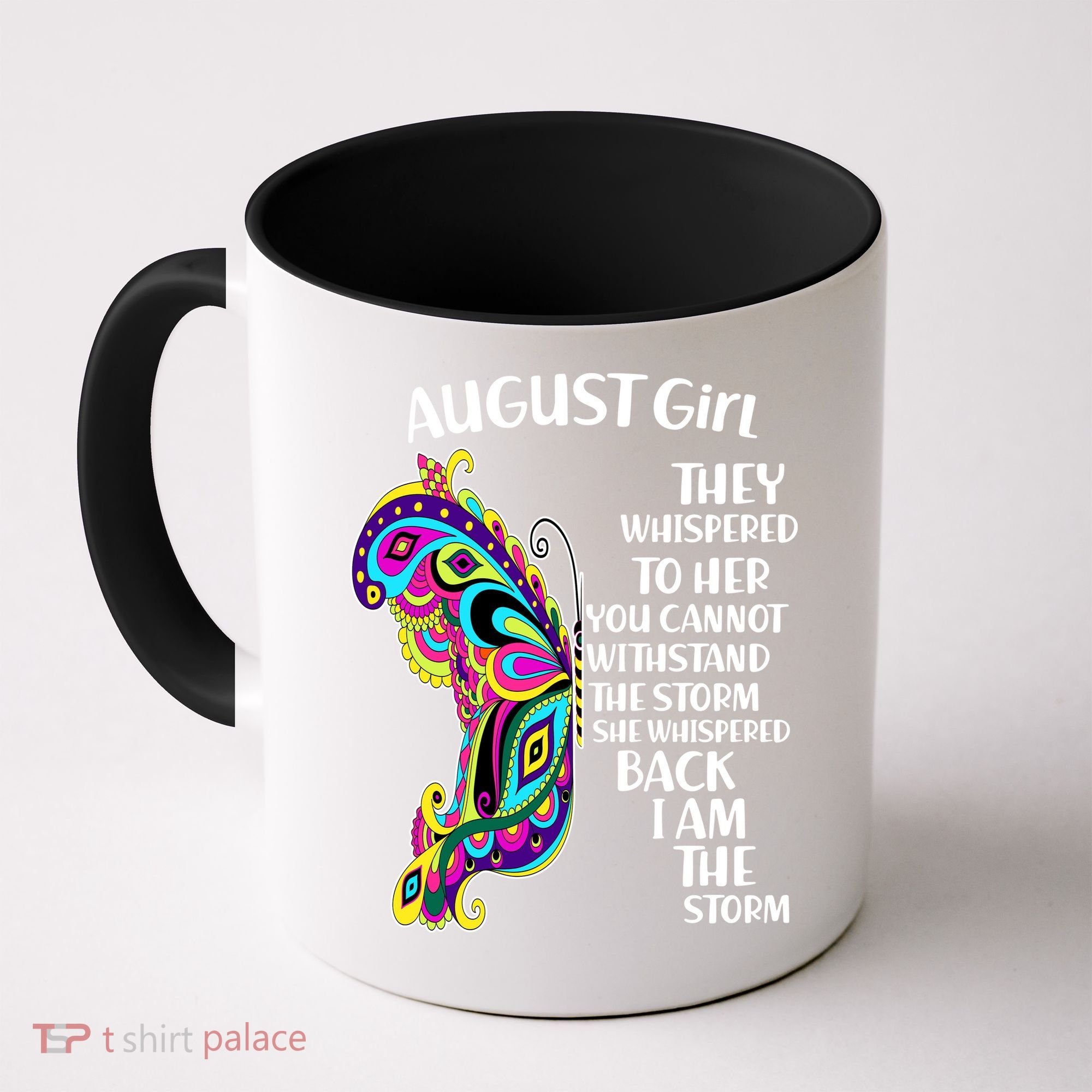Cute Funny August Girl Paisley Butterfly Coffee Mug