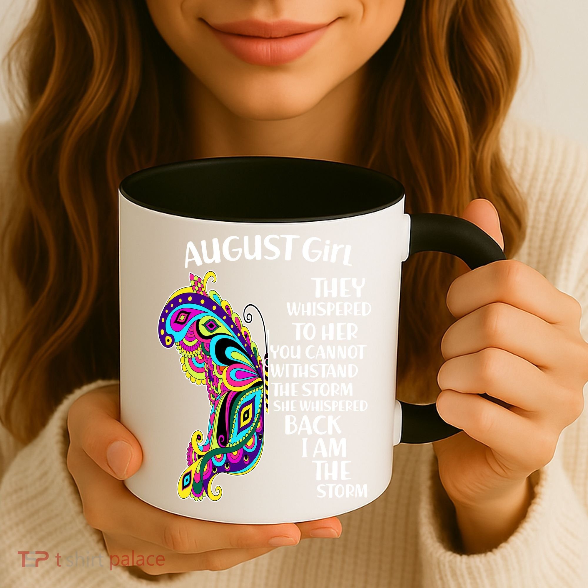 Cute Funny August Girl Paisley Butterfly Coffee Mug