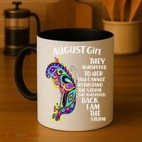 Cute Funny August Girl Paisley Butterfly Coffee Mug thumb 4