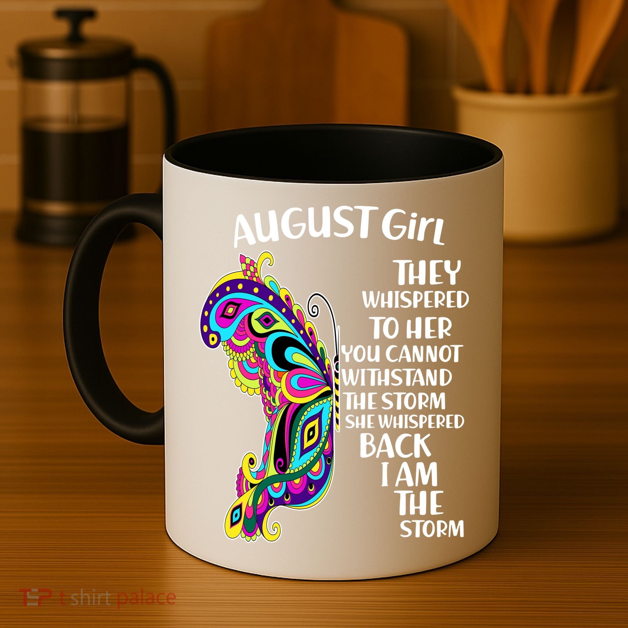 Cute Funny August Girl Paisley Butterfly Coffee Mug