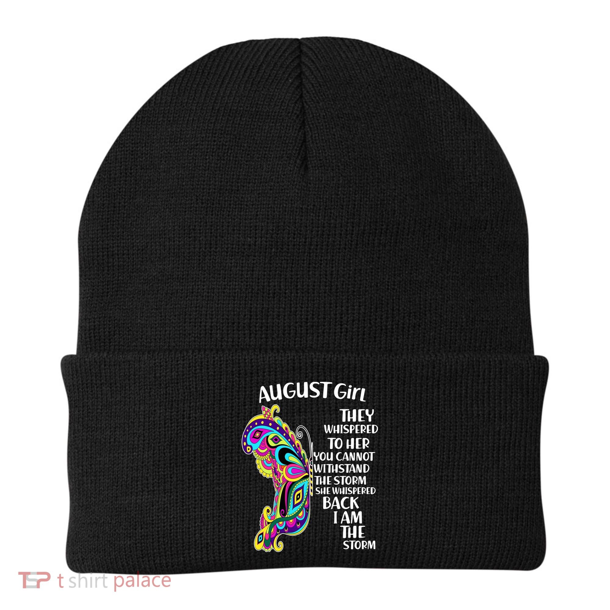 Cute Funny August Girl Paisley Butterfly Beanie