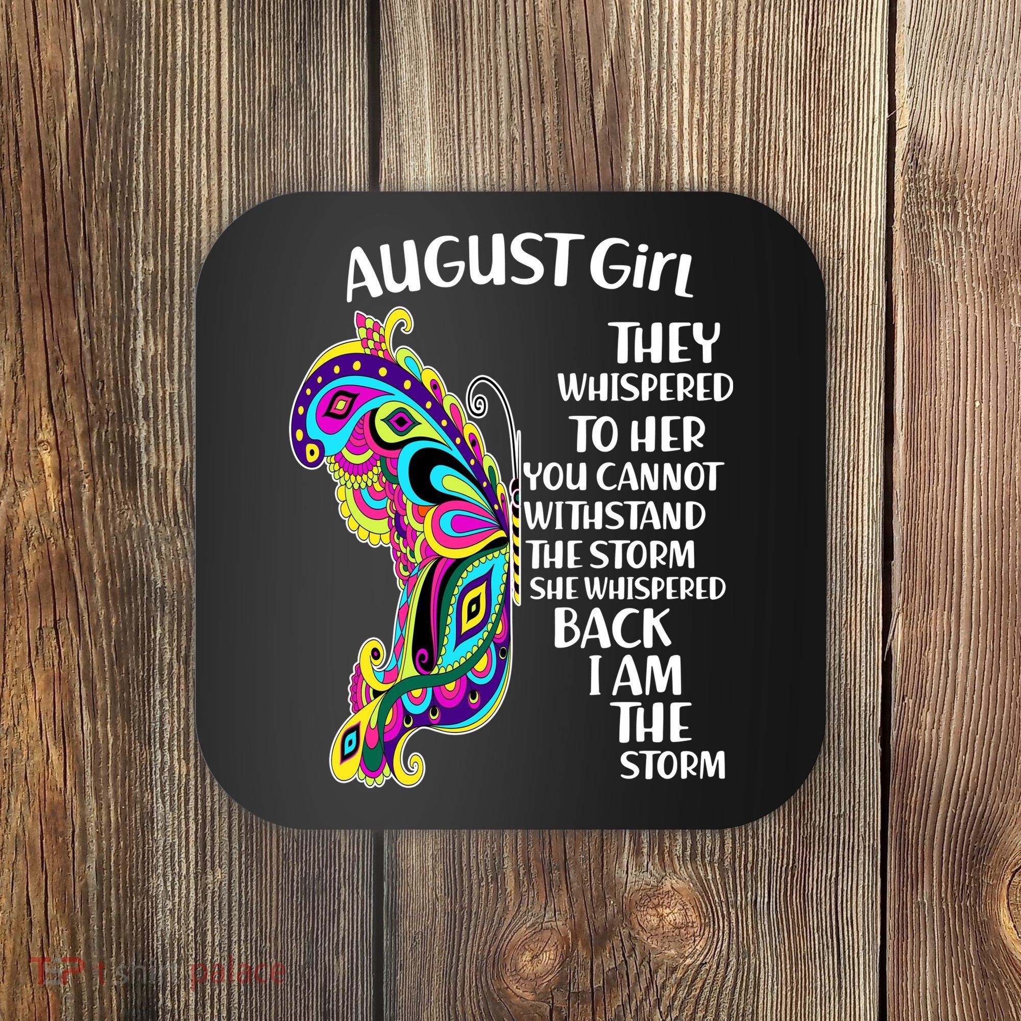 Cute Funny August Girl Paisley Butterfly Coaster