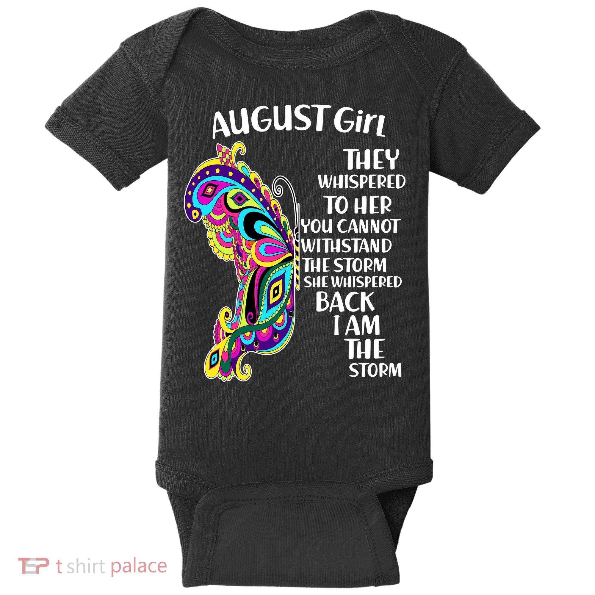 Cute Funny August Girl Paisley Butterfly Baby Bodysuit