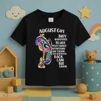 Cute Funny August Girl Paisley Butterfly Toddler T-Shirt thumb 3