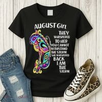 Cute Funny August Girl Paisley Butterfly Women's T-Shirt thumb 3