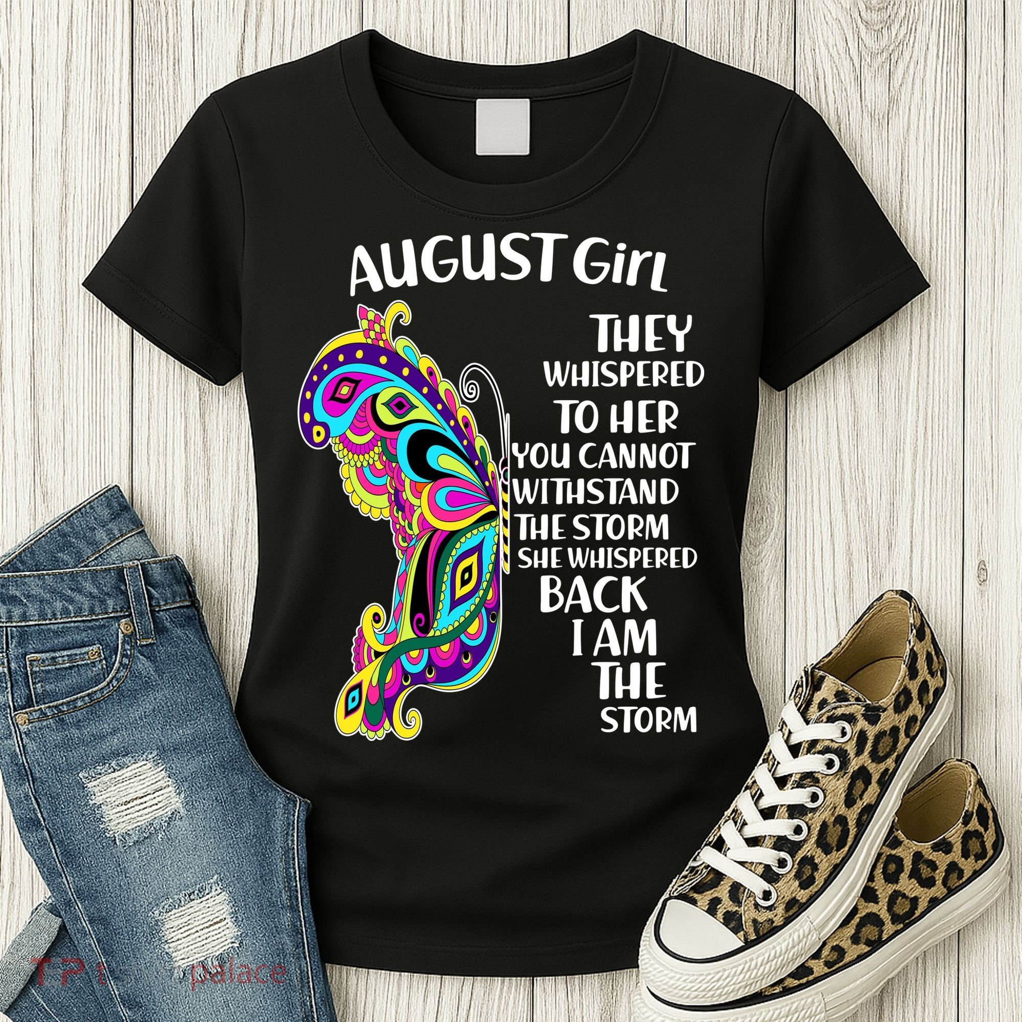 Cute Funny August Girl Paisley Butterfly Women's T-Shirt