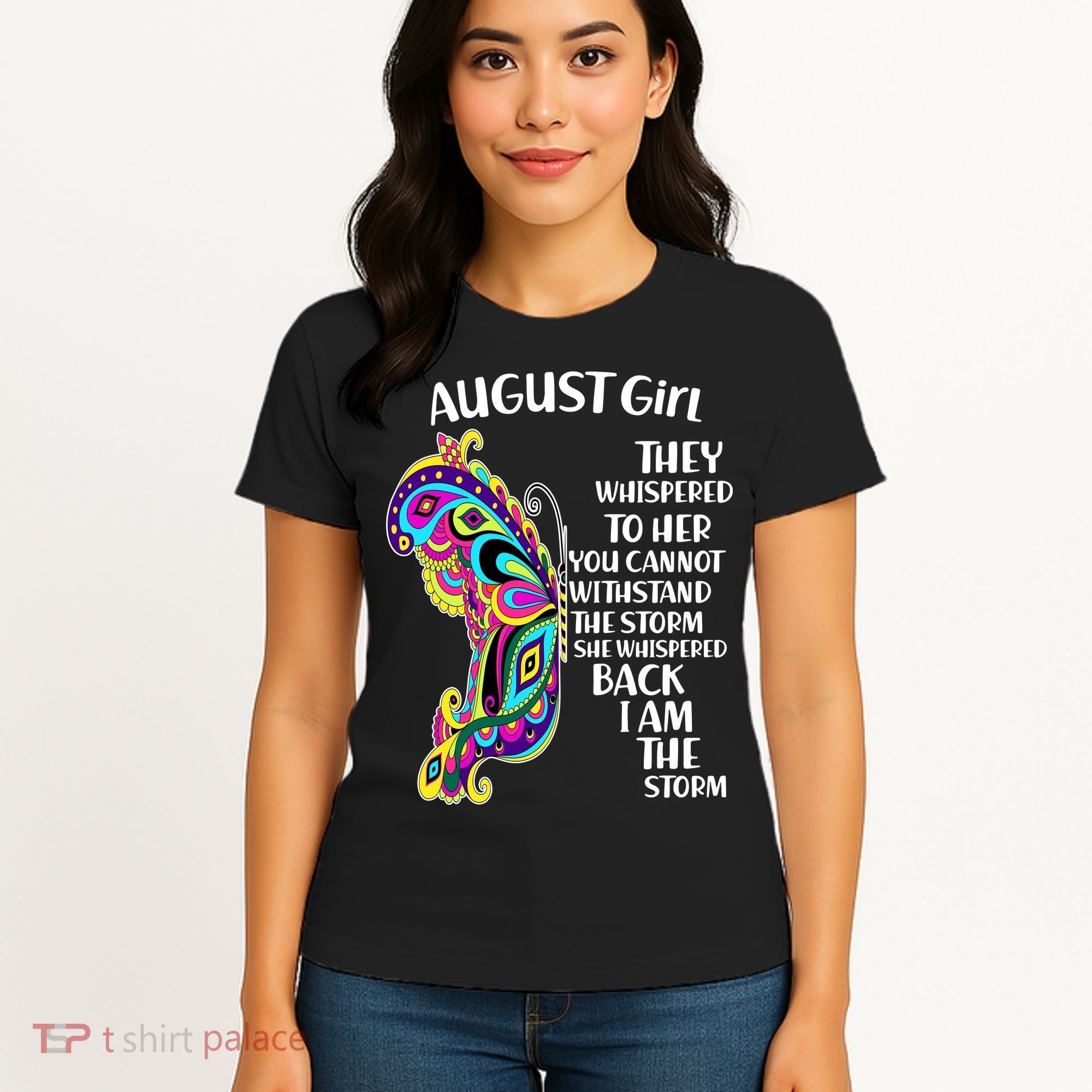 Cute Funny August Girl Paisley Butterfly Women's T-Shirt