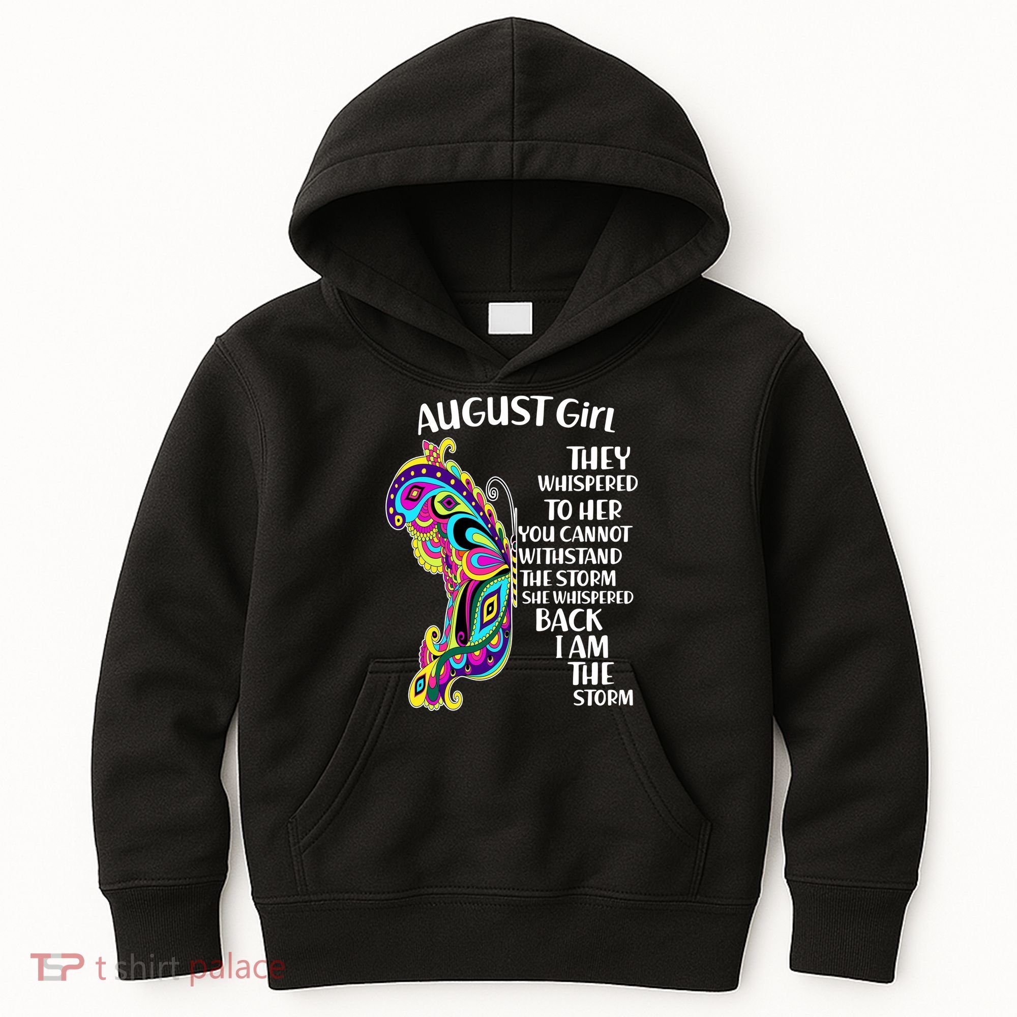 Cute Funny August Girl Paisley Butterfly Kids Hoodie