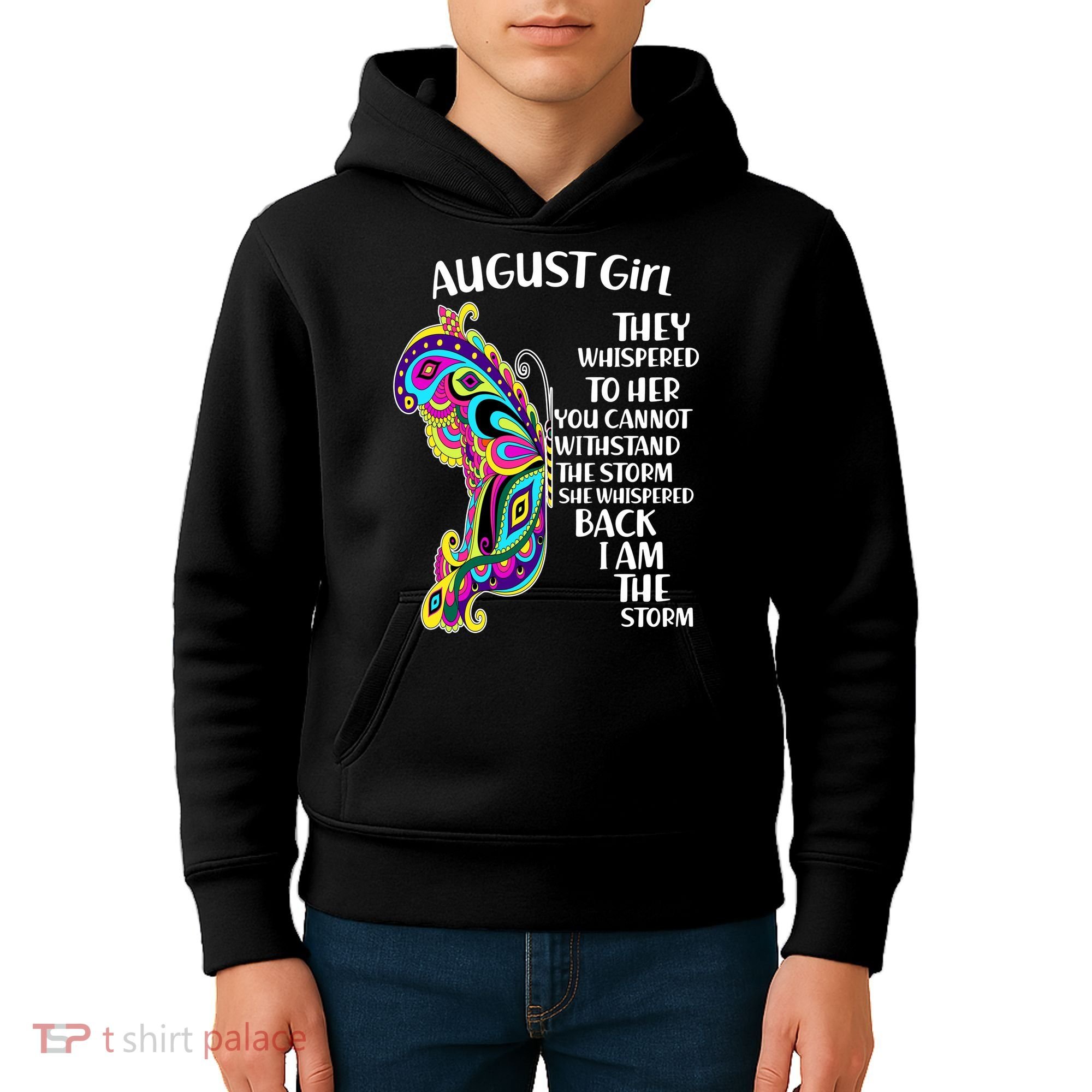 Cute Funny August Girl Paisley Butterfly Kids Hoodie