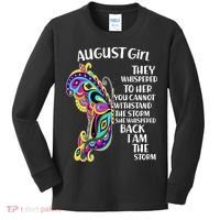 Cute Funny August Girl Paisley Butterfly Kids Long Sleeve Shirt thumb 0