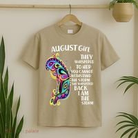 Cute Funny August Girl Paisley Butterfly T-Shirt thumb 2