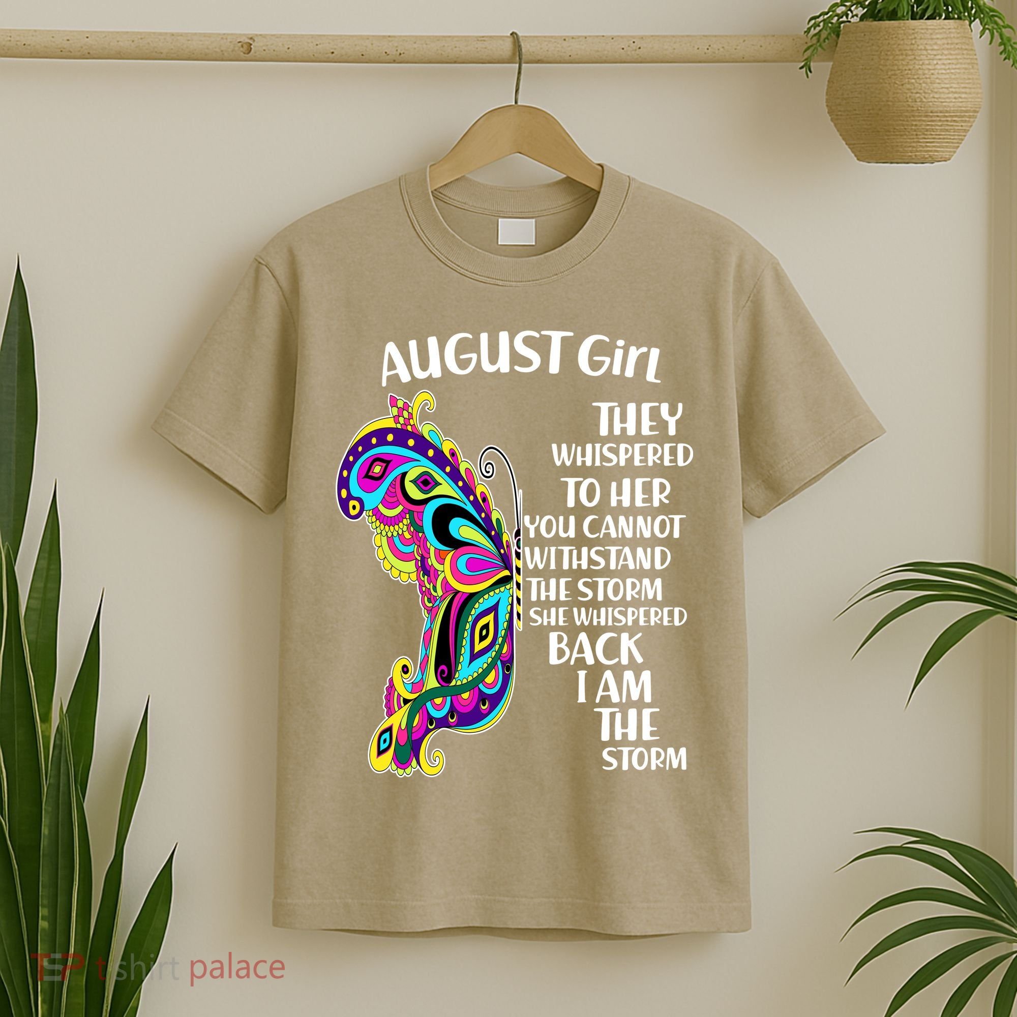 Cute Funny August Girl Paisley Butterfly T-Shirt
