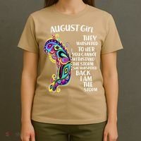 Cute Funny August Girl Paisley Butterfly T-Shirt thumb 4