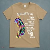 Cute Funny August Girl Paisley Butterfly T-Shirt thumb 5