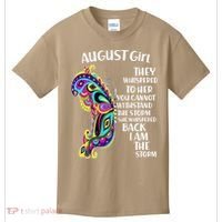 Cute Funny August Girl Paisley Butterfly Kids T-Shirt thumb 0