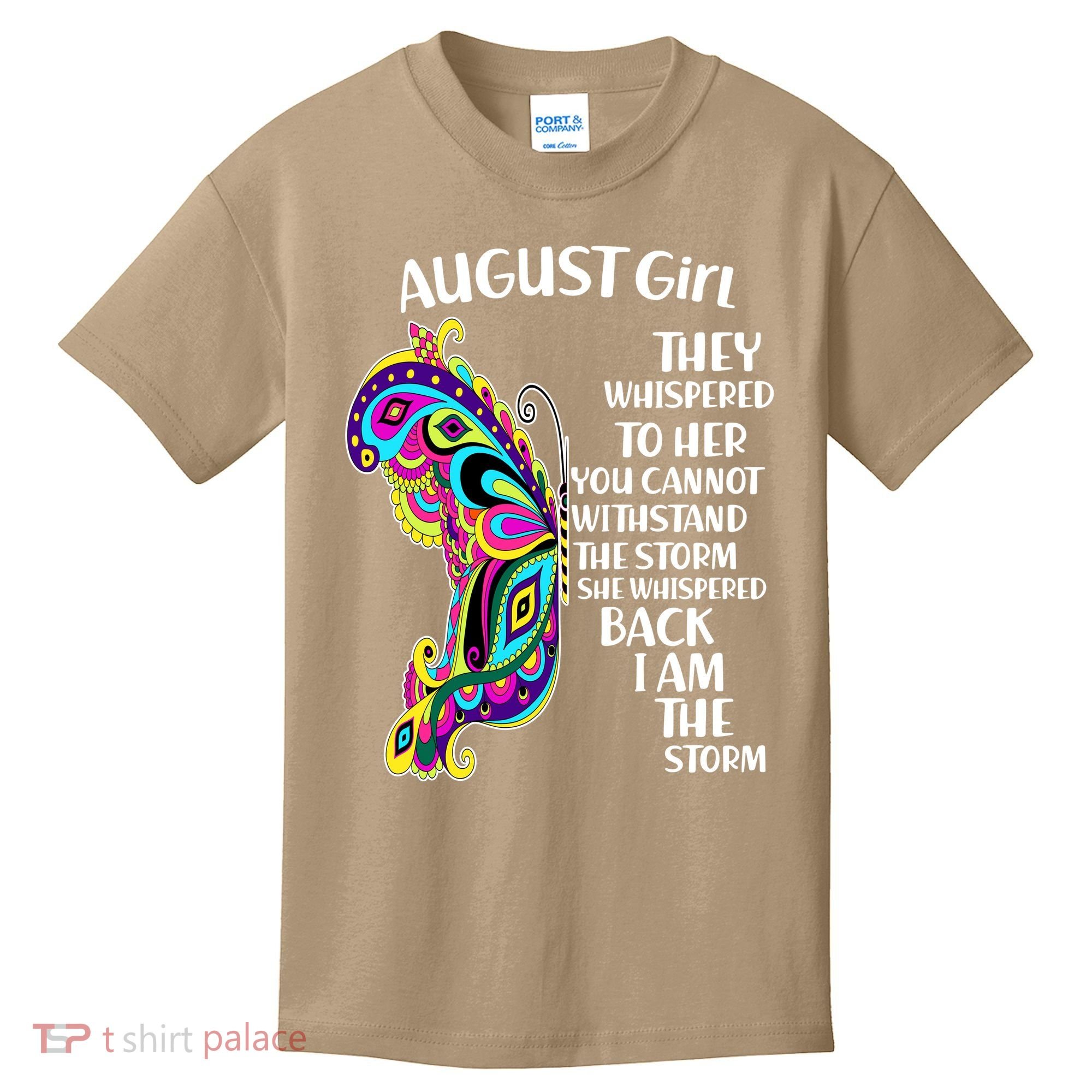 Cute Funny August Girl Paisley Butterfly Kids T-Shirt