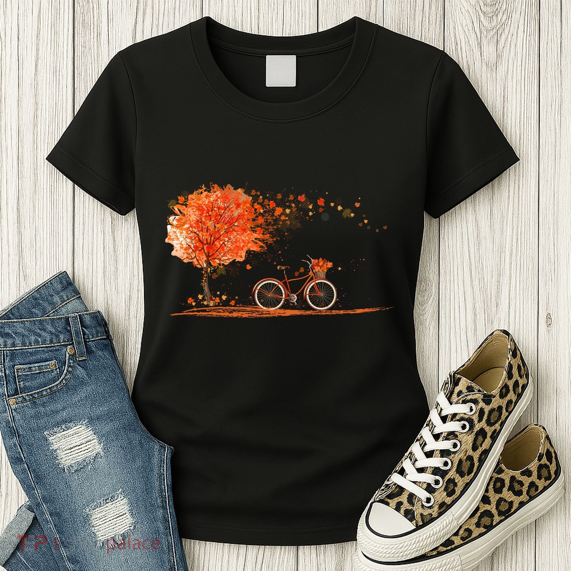 Classic Fall Autumn Season Bicycle Women's T-Shirt