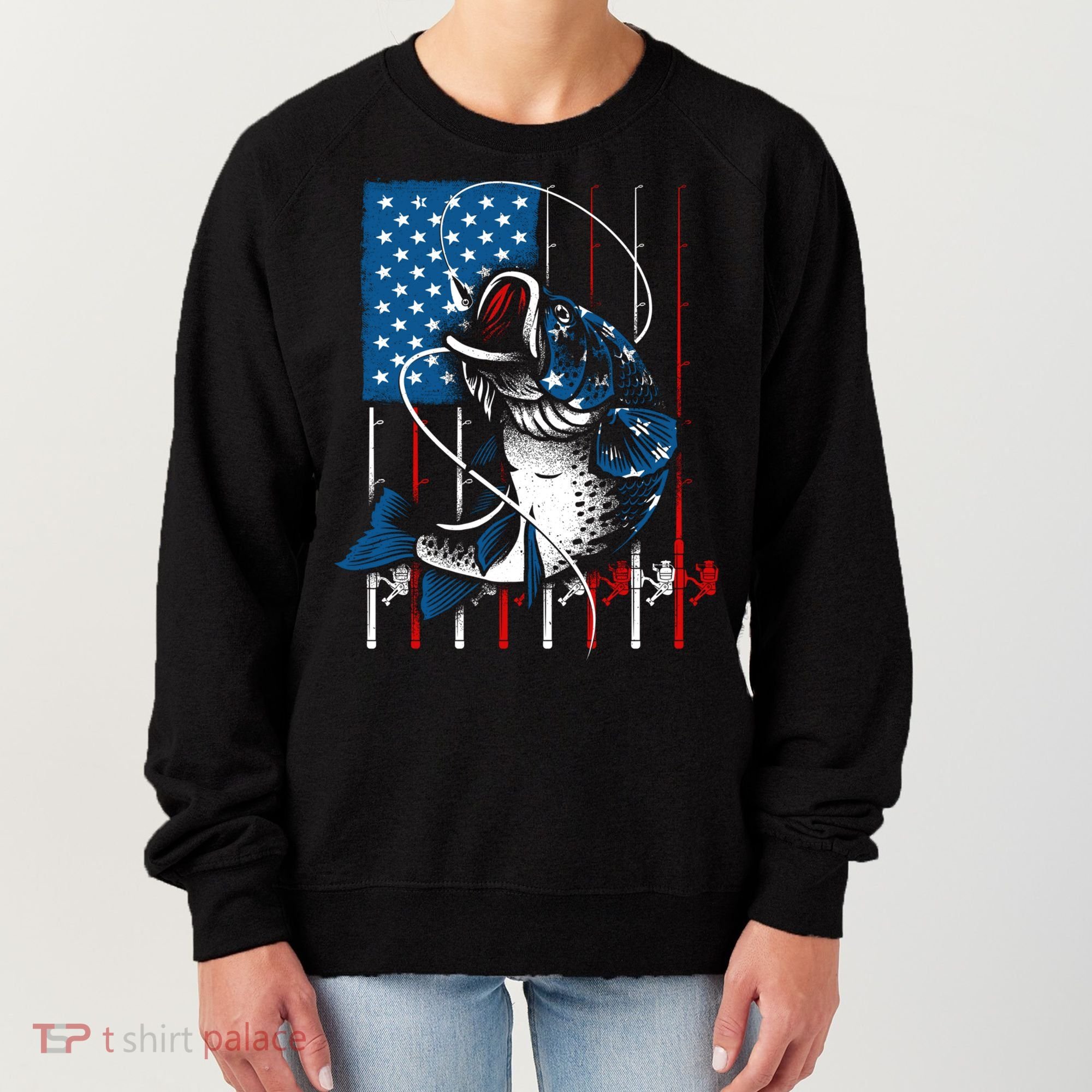 Cool Fishing American Flag Usa Fish Lover Women's Sweatshirt