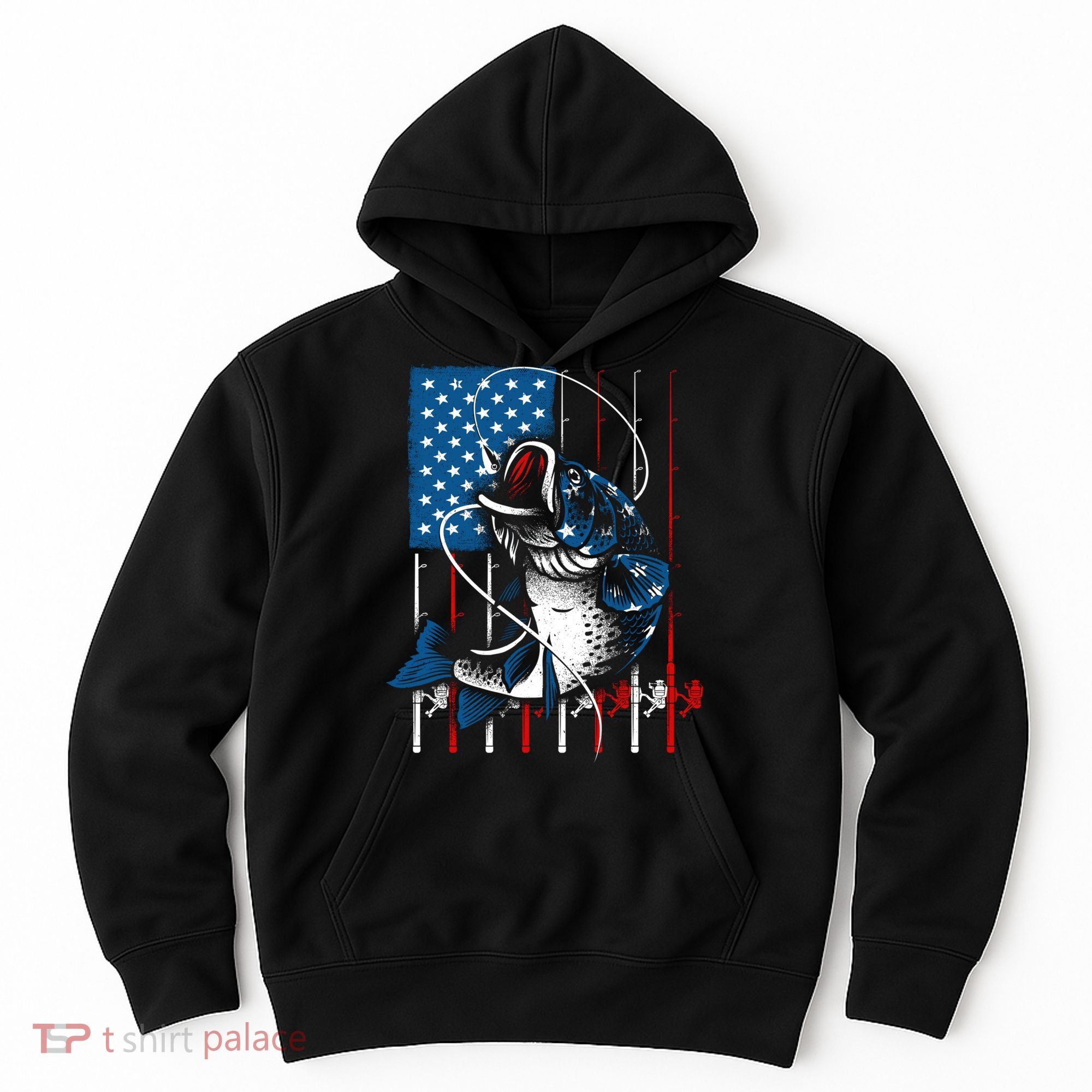 Cool Fishing American Flag Usa Fish Lover Hoodie