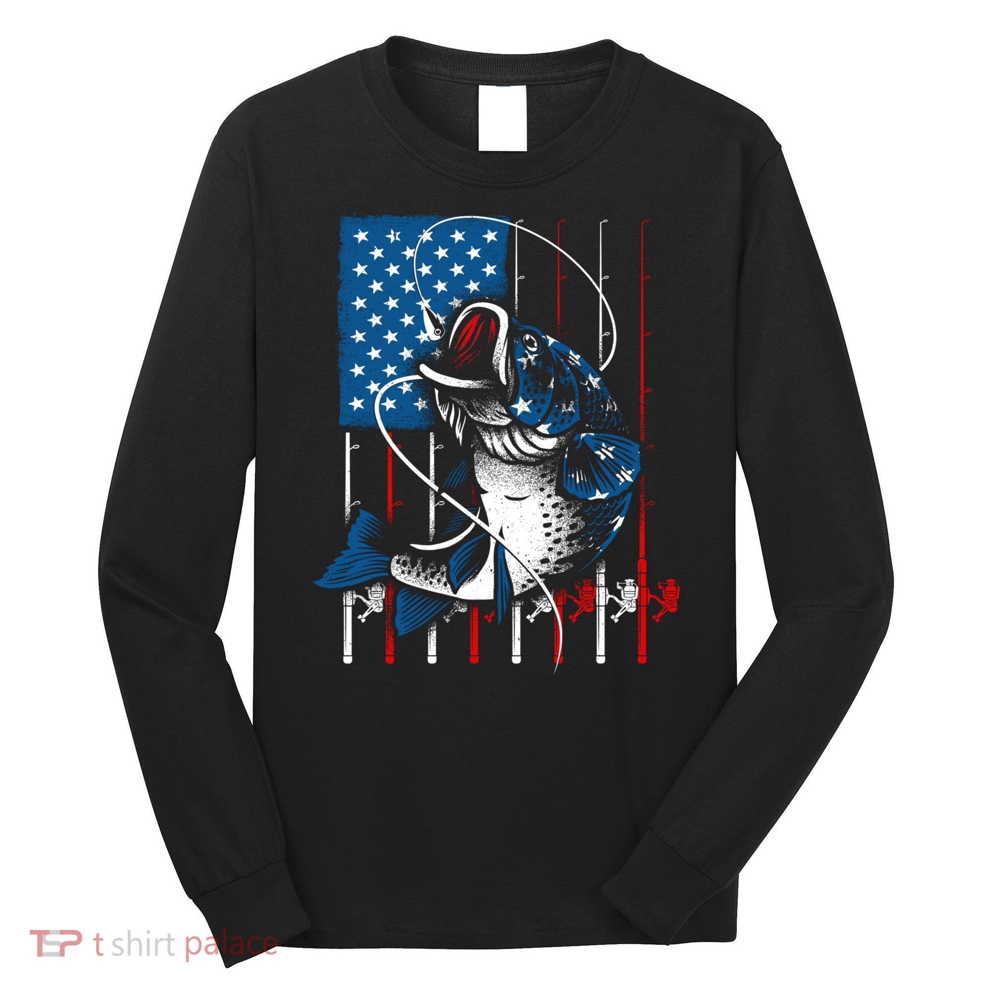 Cool Fishing American Flag Usa Fish Lover Long Sleeve Shirt