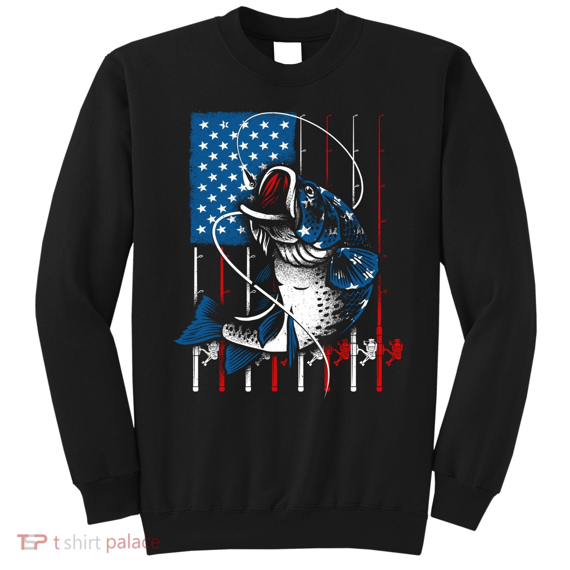 Cool Fishing American Flag Usa Fish Lover Sweatshirt