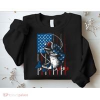 Cool Fishing American Flag Usa Fish Lover Sweatshirt thumb 2