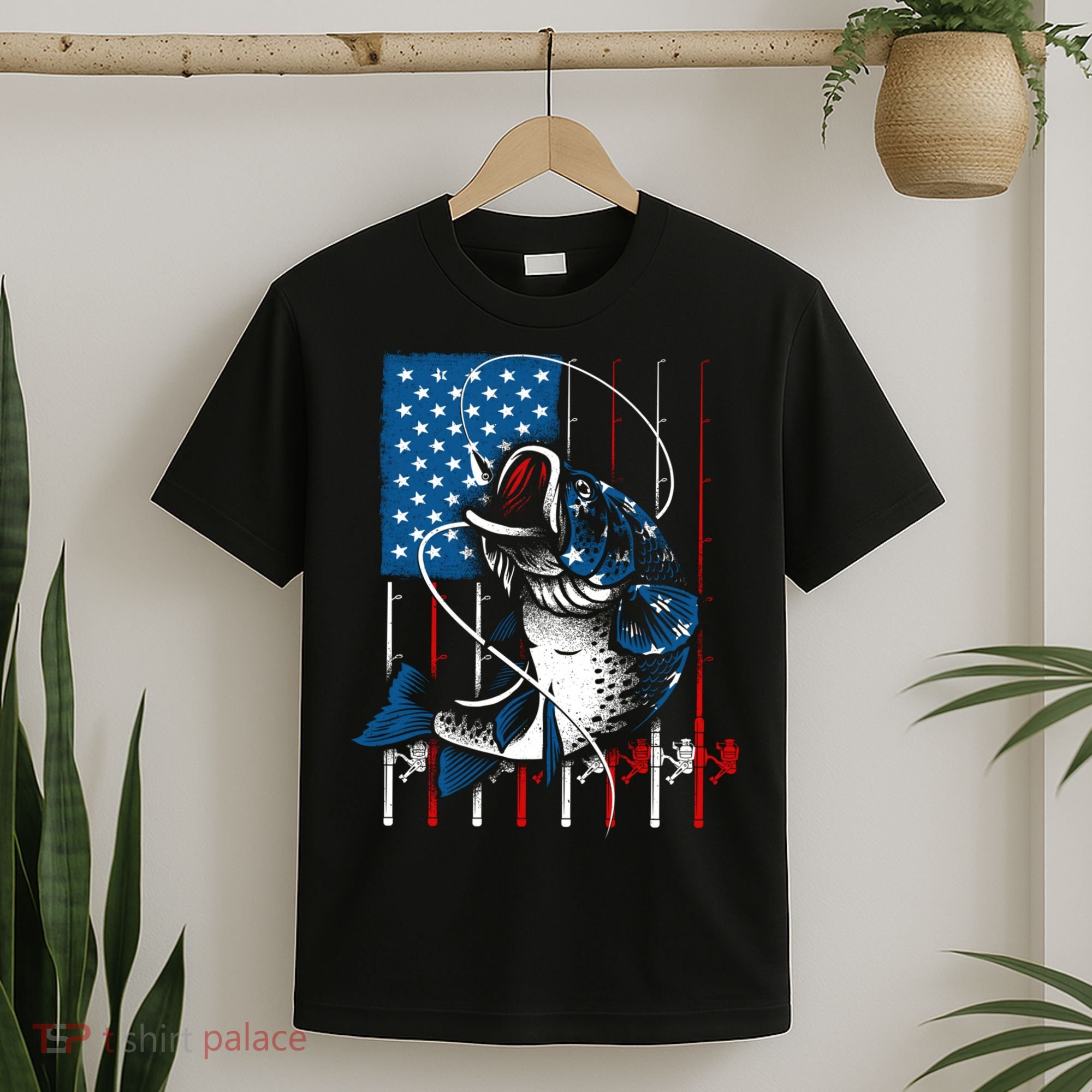 Cool Fishing American Flag Usa Fish Lover T-Shirt