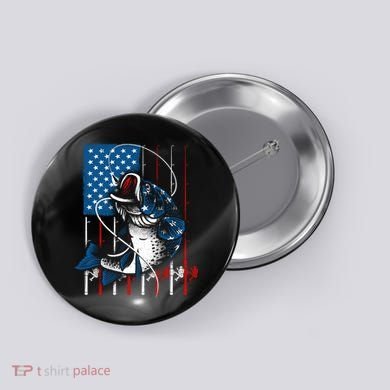 Cool Fishing American Flag Usa Fish Lover Button