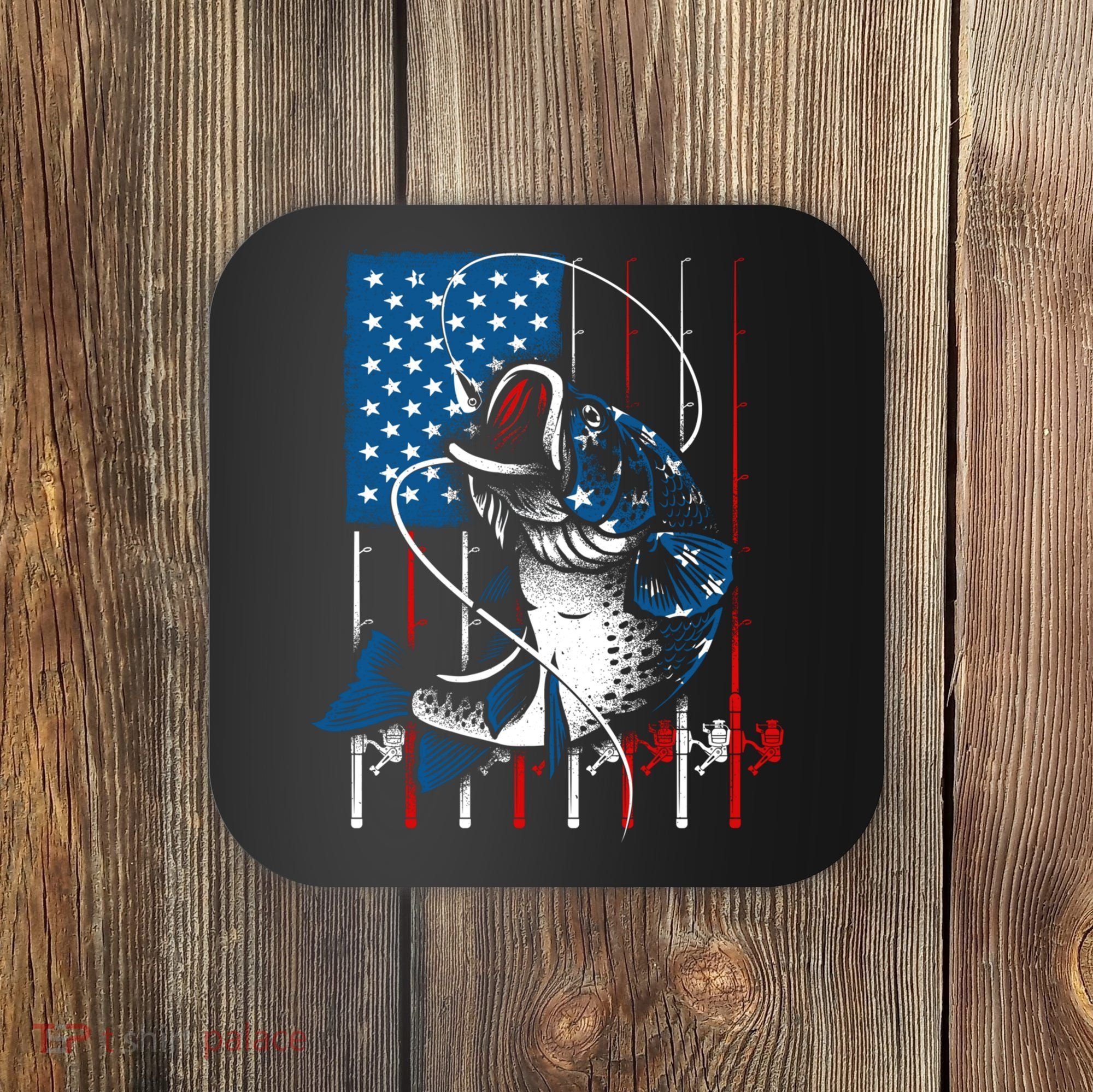 Cool Fishing American Flag Usa Fish Lover Coaster