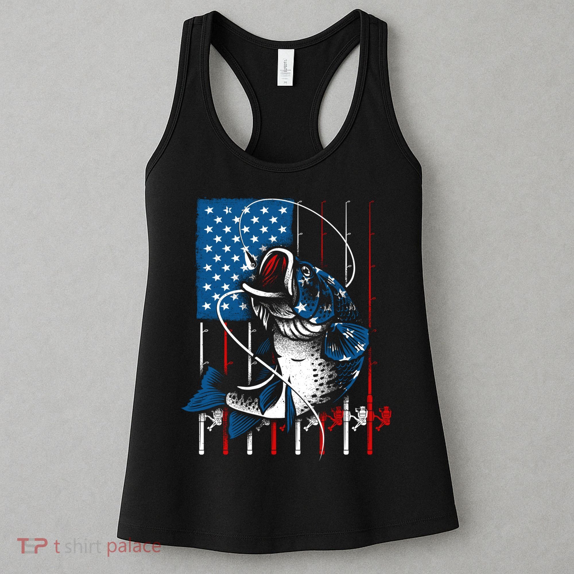 Cool Fishing American Flag Usa Fish Lover Women's Tank Top