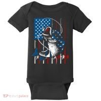 Cool Fishing American Flag Usa Fish Lover Baby Bodysuit thumb 0
