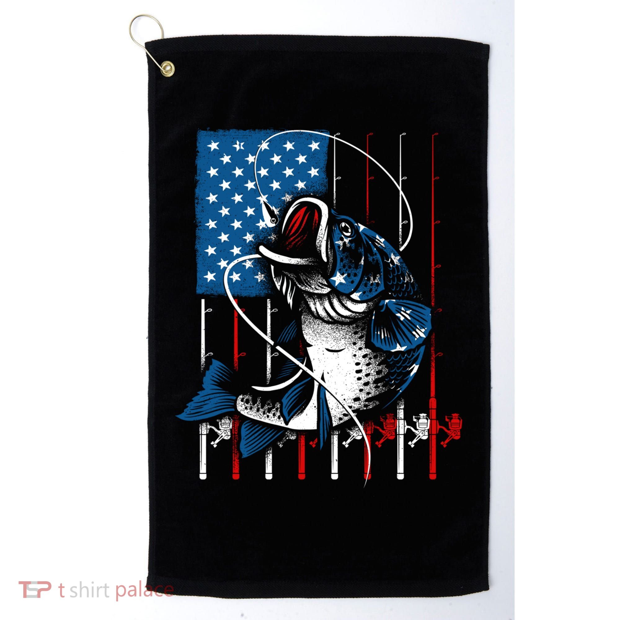 Cool Fishing American Flag Usa Fish Lover Golf Towel