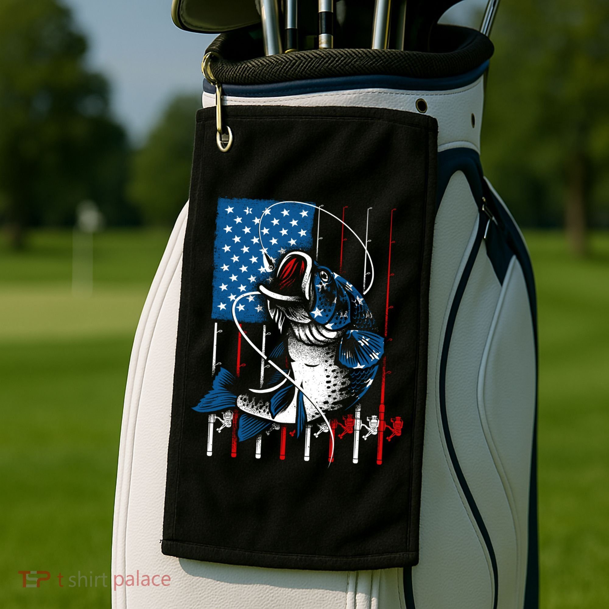 Cool Fishing American Flag Usa Fish Lover Golf Towel