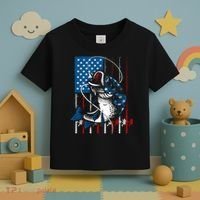 Cool Fishing American Flag Usa Fish Lover Toddler T-Shirt thumb 3
