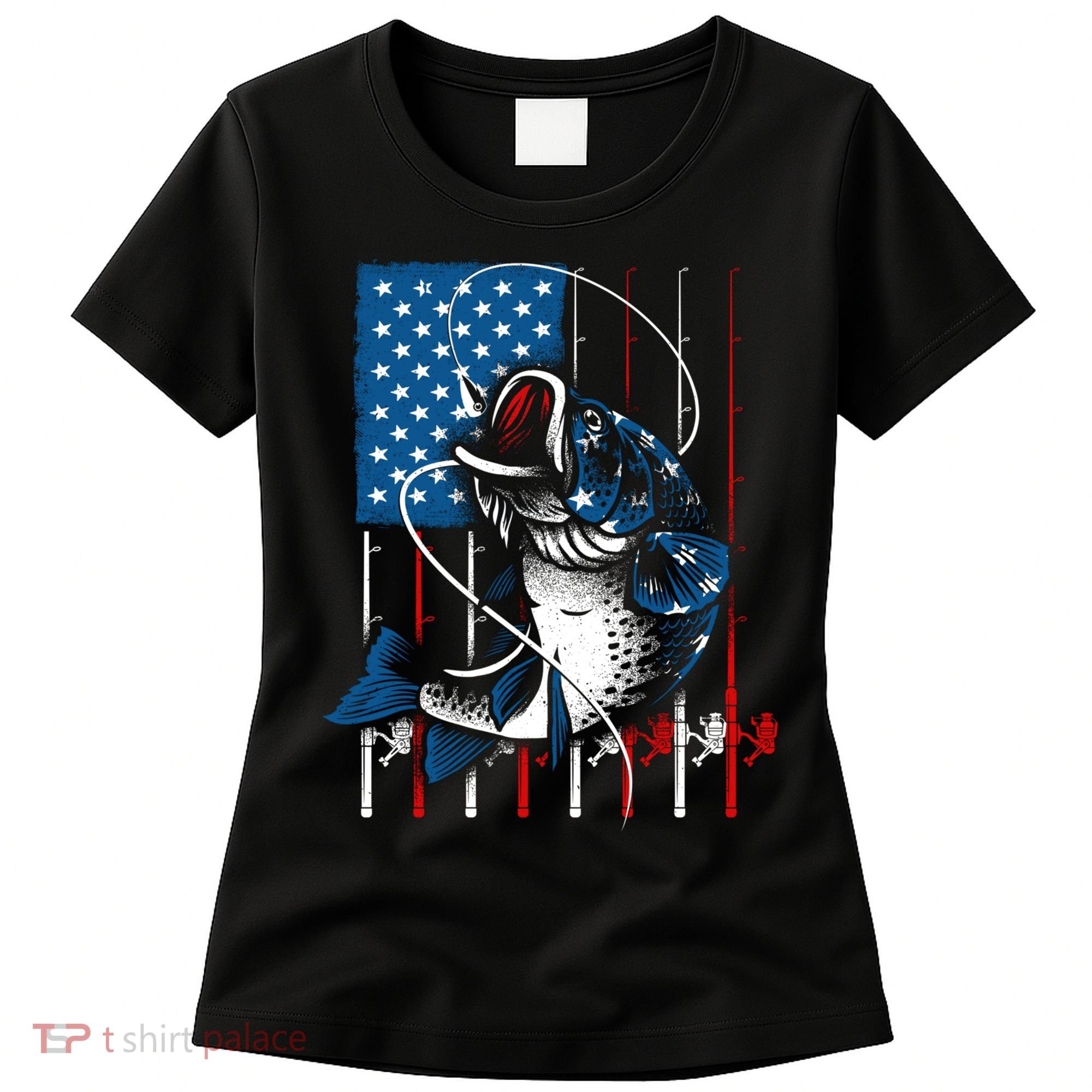 Cool Fishing American Flag Usa Fish Lover Women's T-Shirt