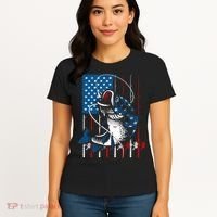 Cool Fishing American Flag Usa Fish Lover Women's T-Shirt thumb 4