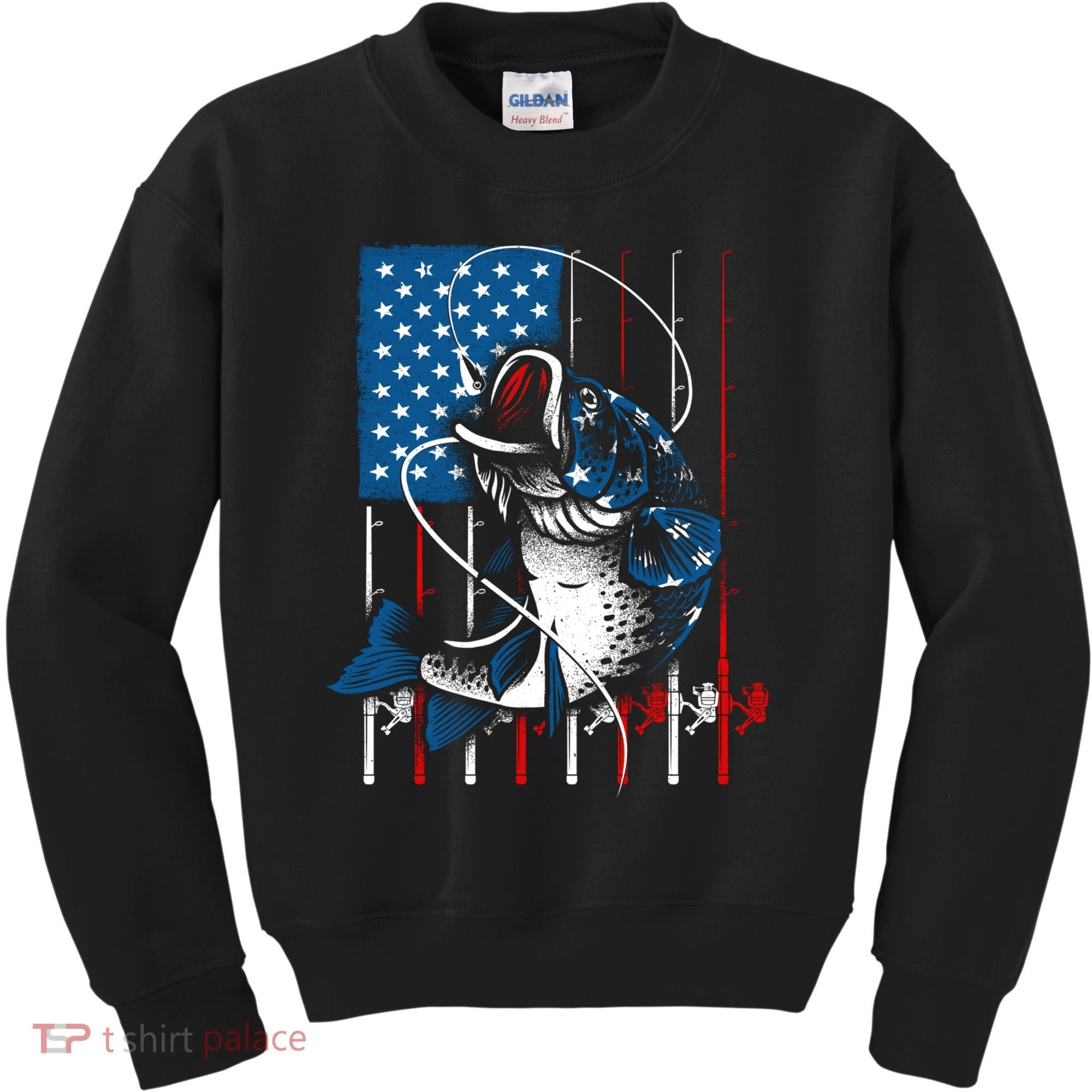 Cool Fishing American Flag Usa Fish Lover Kids Sweatshirt