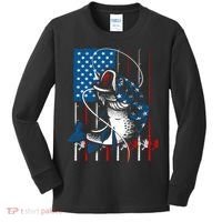 Cool Fishing American Flag Usa Fish Lover Kids Long Sleeve Shirt thumb 0