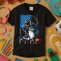 Cool Fishing American Flag Usa Fish Lover Kids T-Shirt thumb 3
