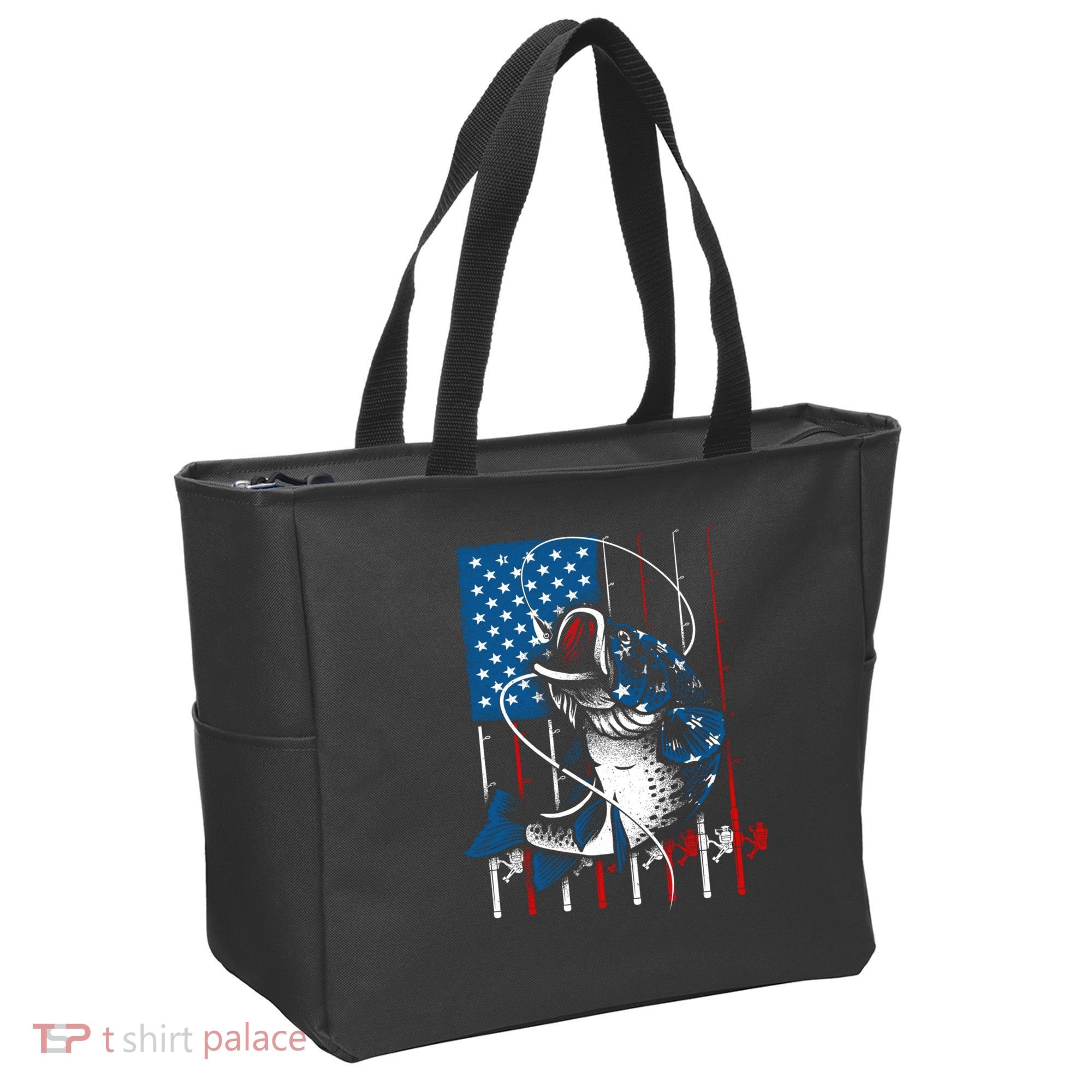 Cool Fishing American Flag Usa Fish Lover Tote Bag