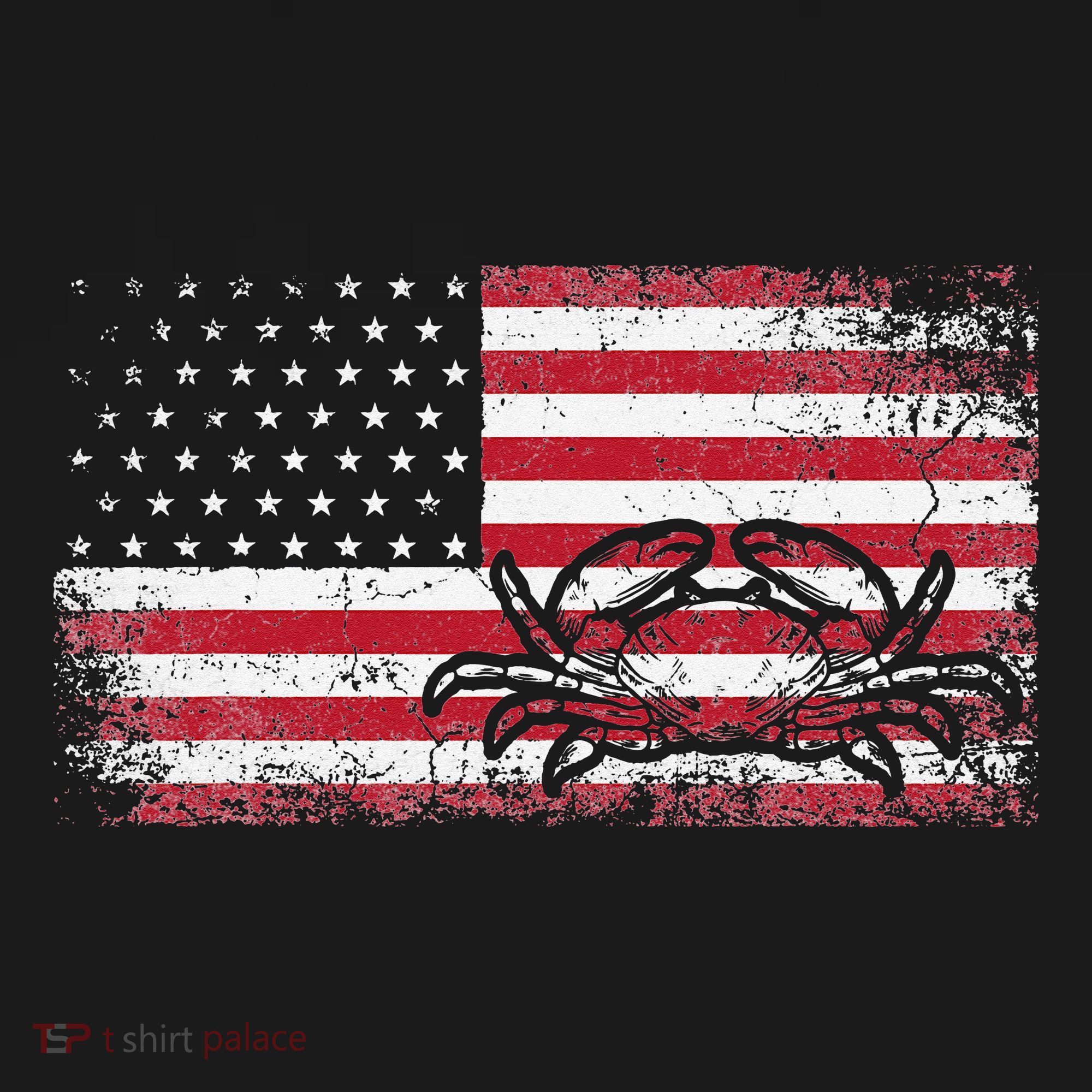 Crab Fisherman American Flag 4th of July Crabbing T-Shirt