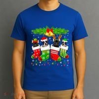 Cute French Bulldog Dog In Sock Christmas Santa Xmas Dog Cool Gift T-Shirt thumb 3