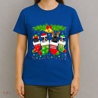Cute French Bulldog Dog In Sock Christmas Santa Xmas Dog Cool Gift T-Shirt thumb 4
