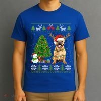 Cute French Bulldog Dog Santa Hat Ugly Xmas Lights Gift T-Shirt thumb 3