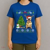 Cute French Bulldog Dog Santa Hat Ugly Xmas Lights Gift T-Shirt thumb 4
